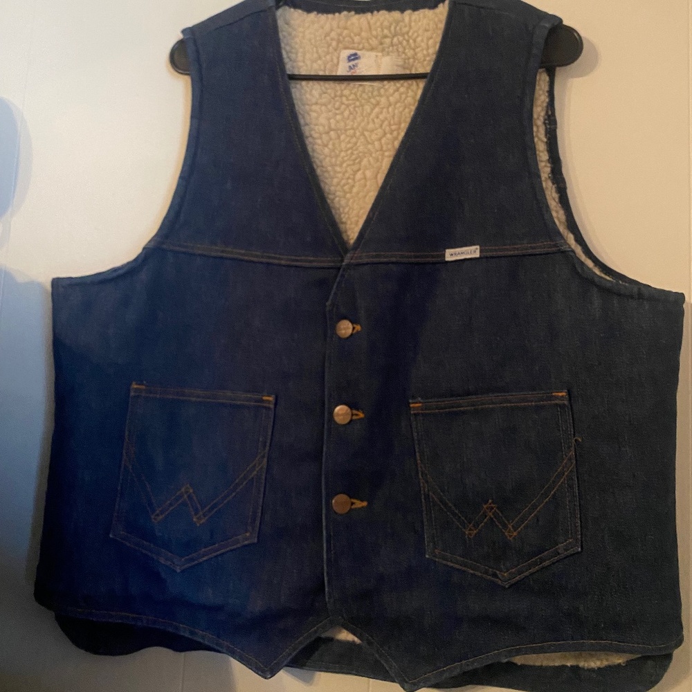 Vintage Wrangler Vest XXL Heavy Sherpa Lined Denim Jean Work Ranch Western